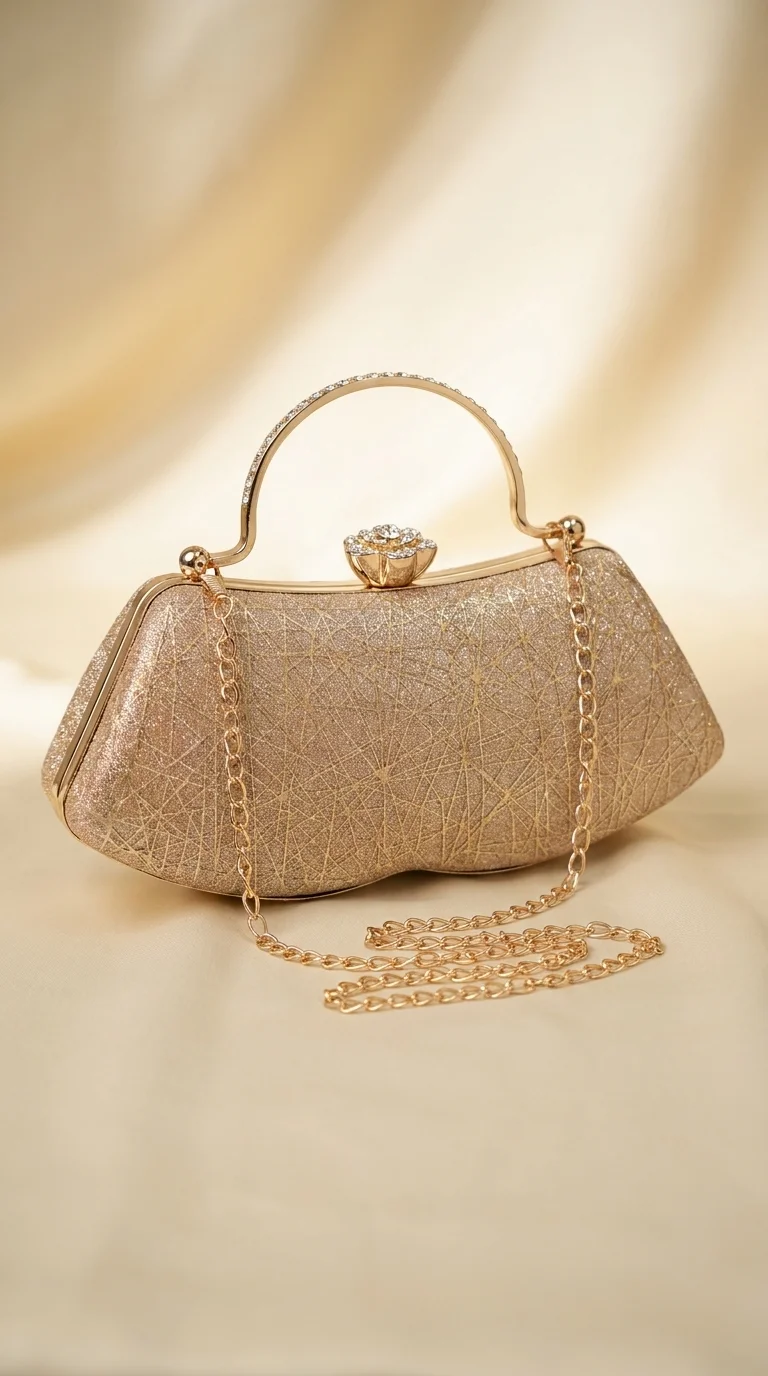 Glitter Clutch Purse for Women & Girls, Gold