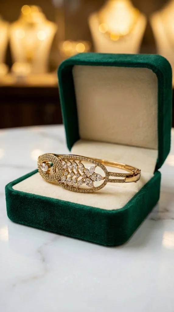 Gold-Tone Crystal Bracelet with Floral Marquise Design | Floral Motif, Crystal Embellished