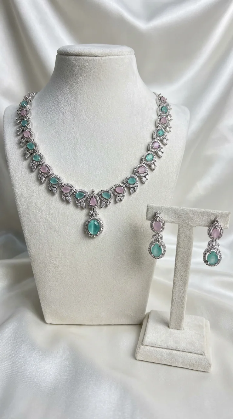 Pastel Teardrop AD Necklace Set