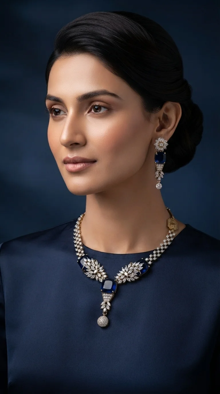 Royal Blue AD Necklace Set