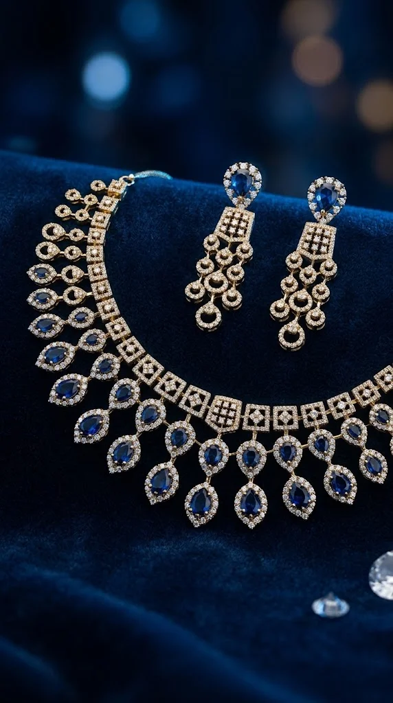 Royal Sapphire Cascade Choker Set