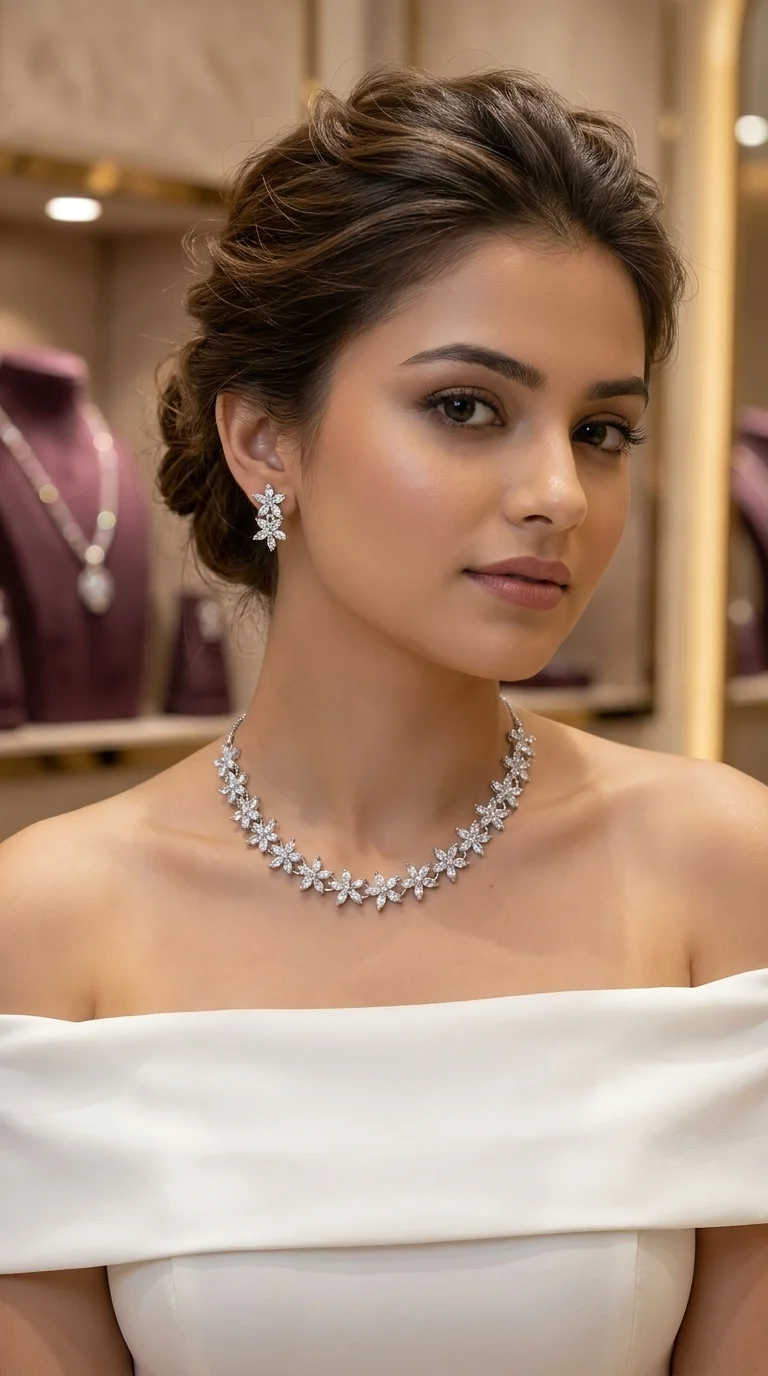 Crystal Blossom Necklace Set
