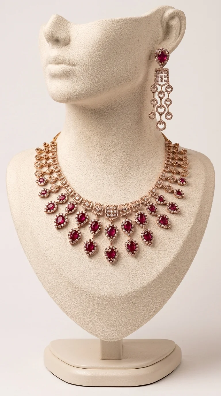 Royal Ruby Cascade Choker Set