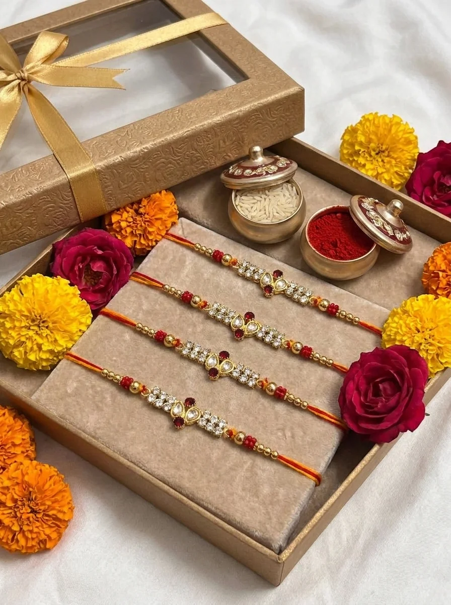 Elegant Kundan Stone Rakhi ( Pack of 5 )
