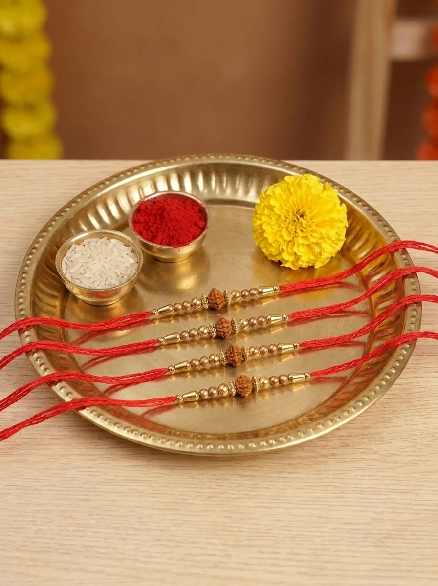 Rudraksha Bead Rakhi (Pack of 4)