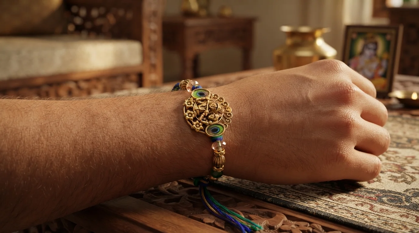 Krishna Peacock Designer Rakhi