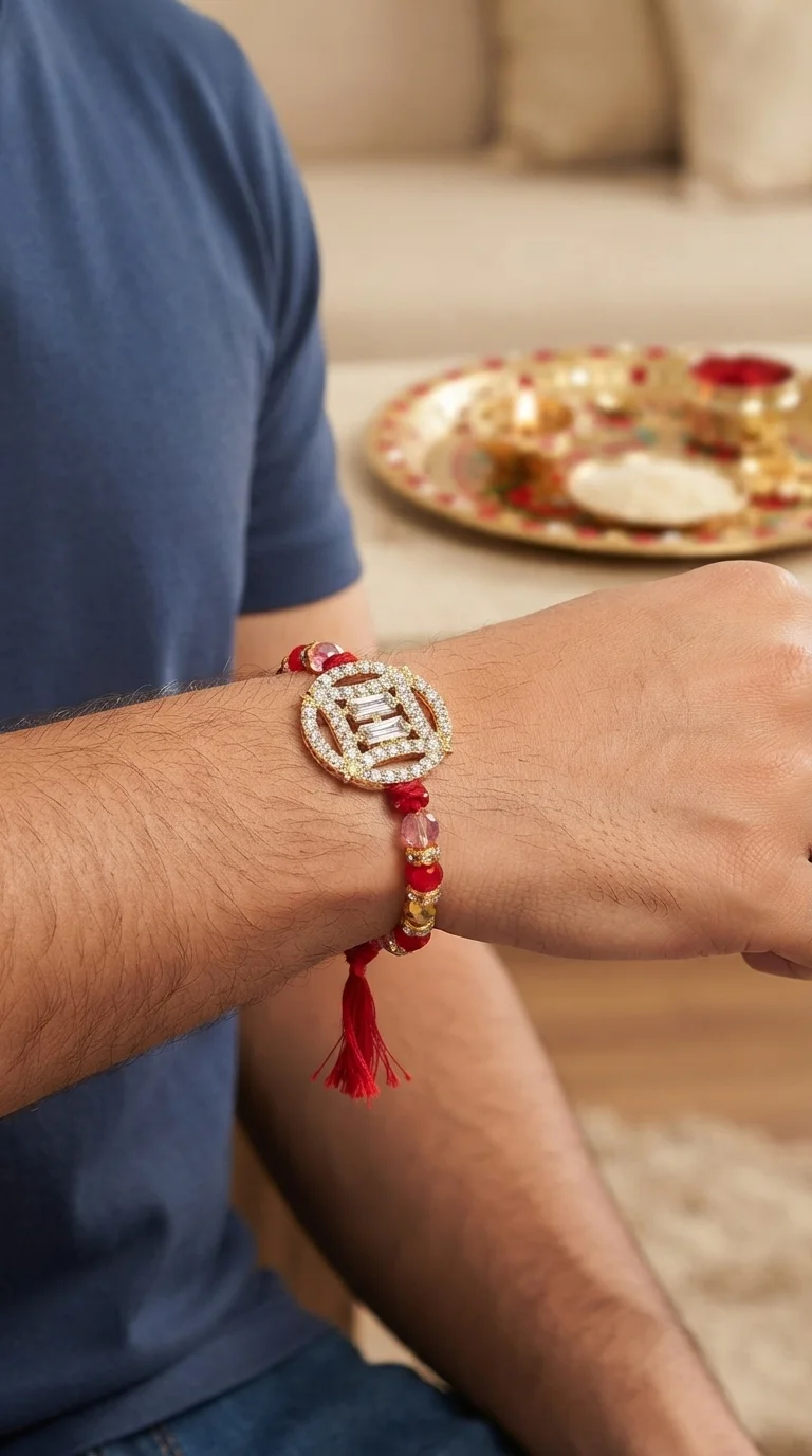 Premium CZ Stone Designer Rakhi