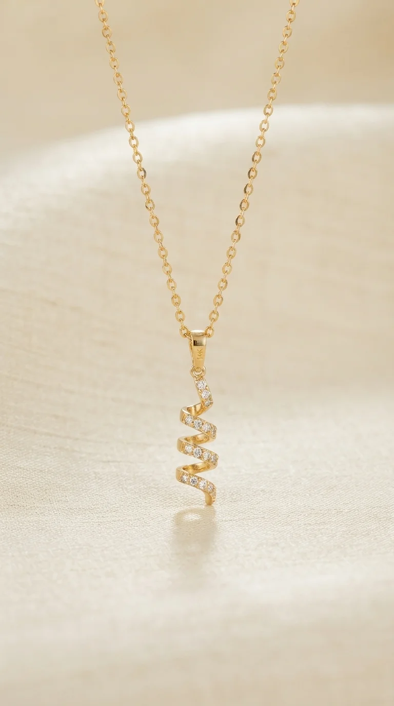 Elegant Gold-Plated Spiral Pendant Necklace