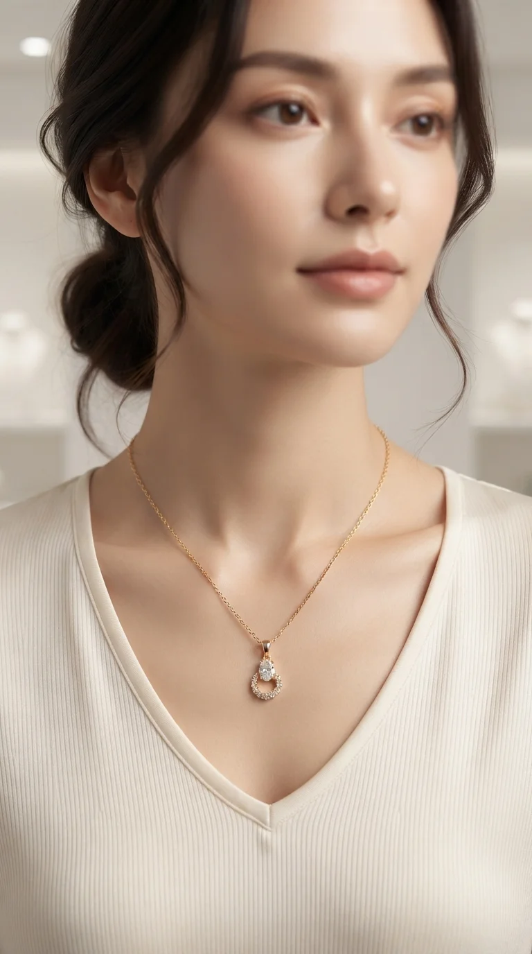 Gold-Plated CZ Circle Pendant Necklace